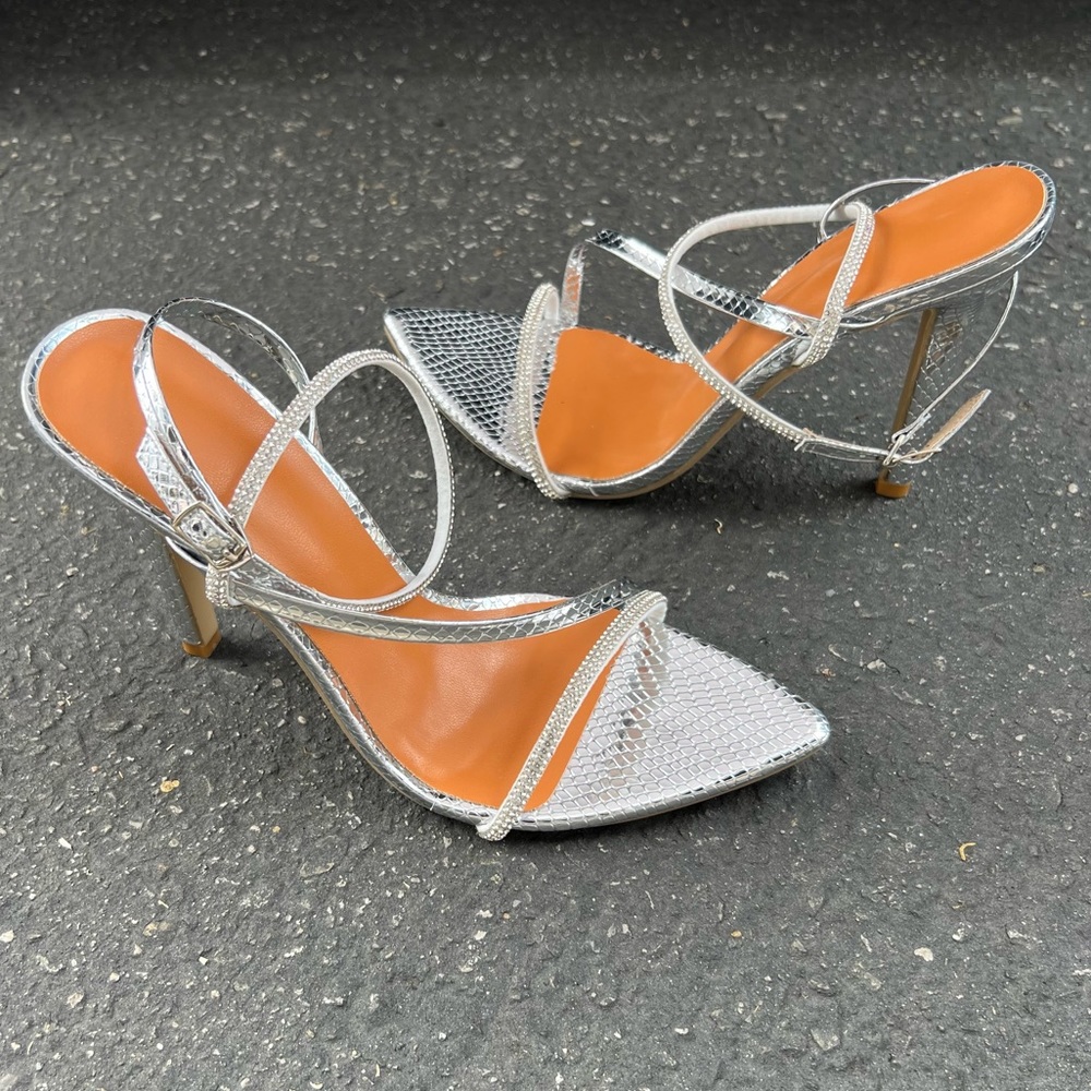 New Silver Strappy heels